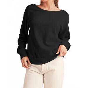 NEW SHEWIN bowknot round neck sweatshirt in black